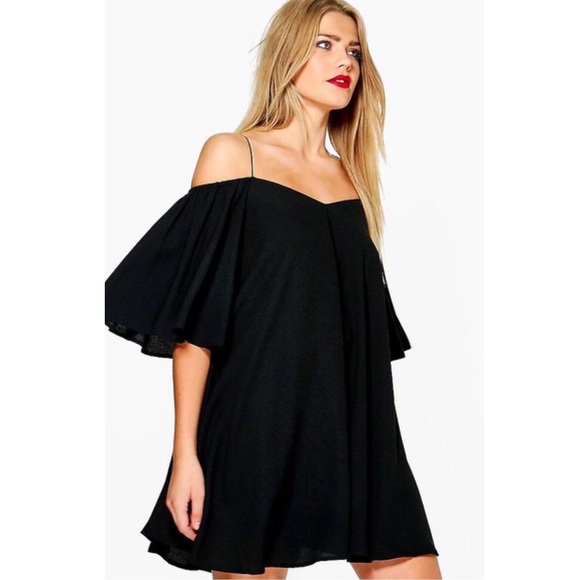 Boohoo Plus Dresses & Skirts - Boohoo | open shoulder woven swing dress